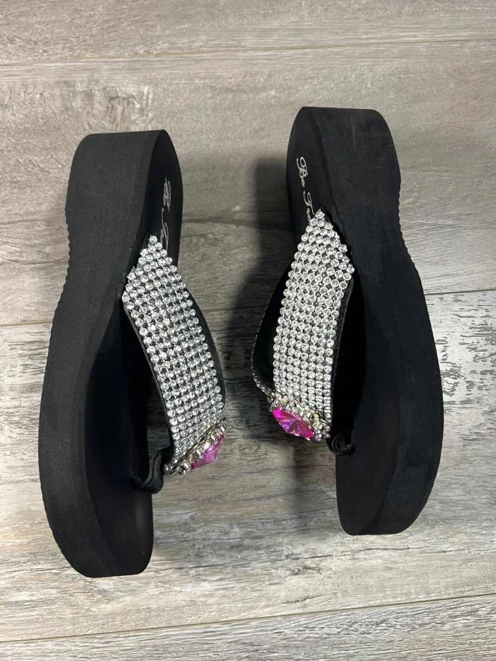 BeTrendy Rhinestone Wedge Platform Sandals Size 7
